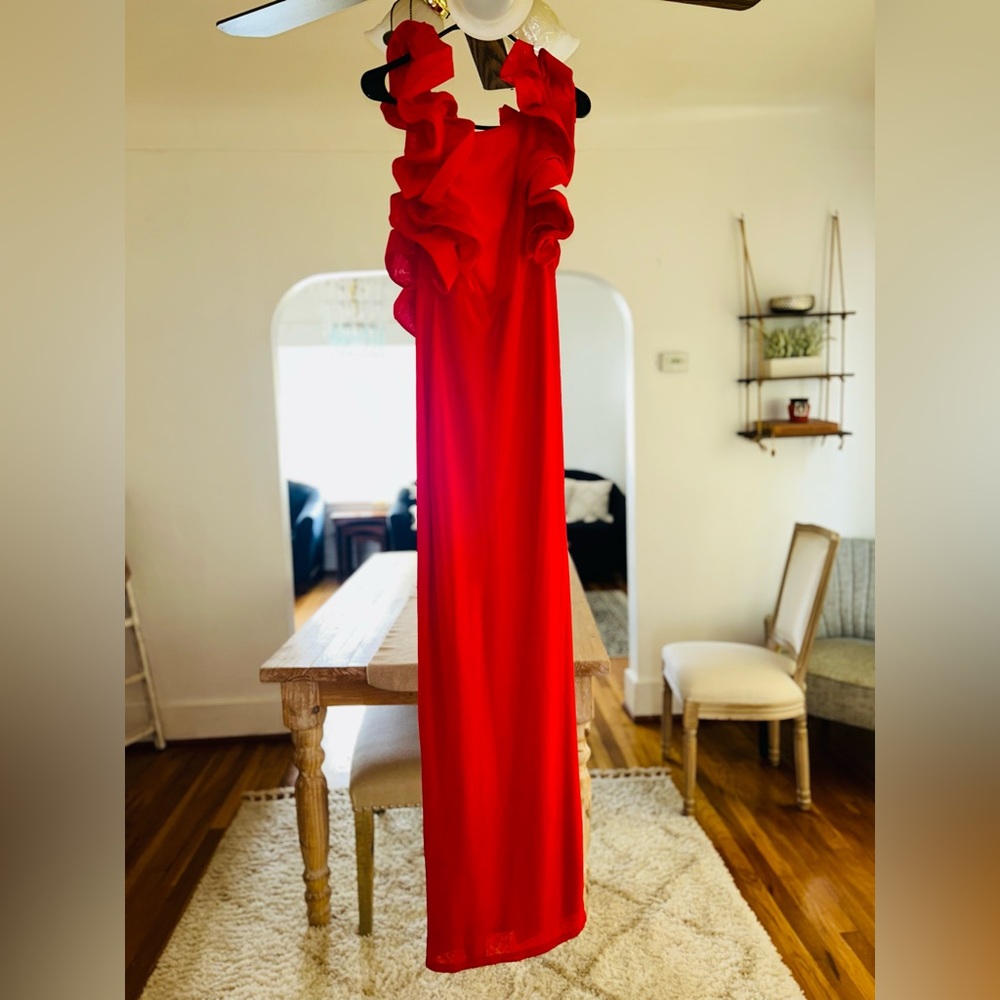 Red prom dress with slit